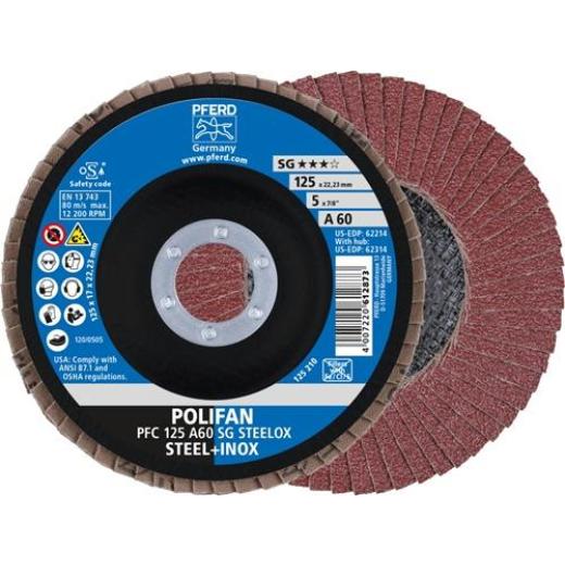 Fächerscheibe POLIFAN A SG STEELOX D.125mm K.60 kon.INOX NK PFERD | 10 Stück