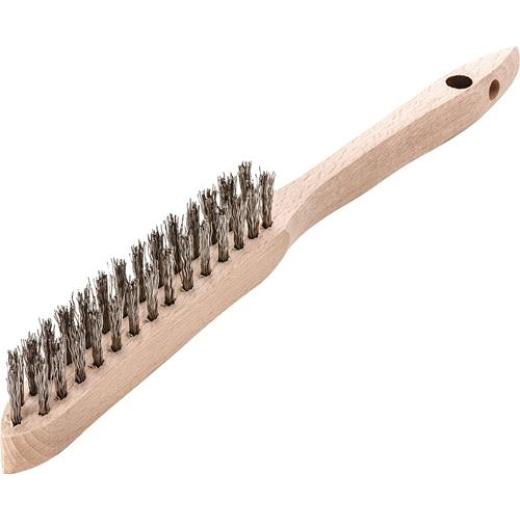 Handbürste L.290mm 0,35mm rostfr.Draht Besatz-L.140mm 2-reihig 12 LESSMANN