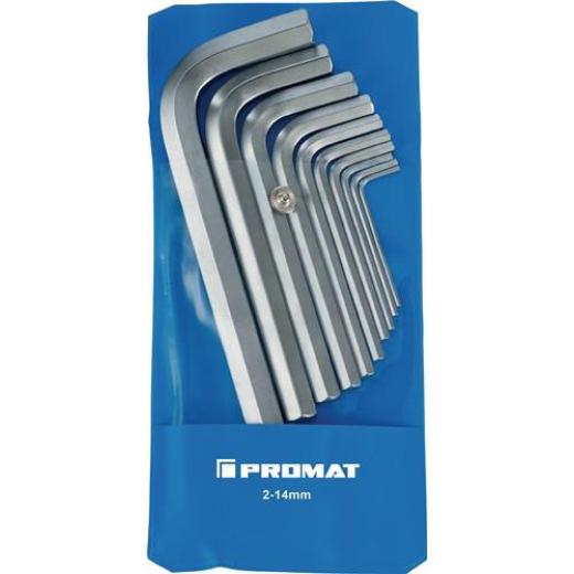 Winkelschraubendrehersatz 10-tlg.Ku.-Tasche SW 2-14mm kurz S2-Stahl TECWERK