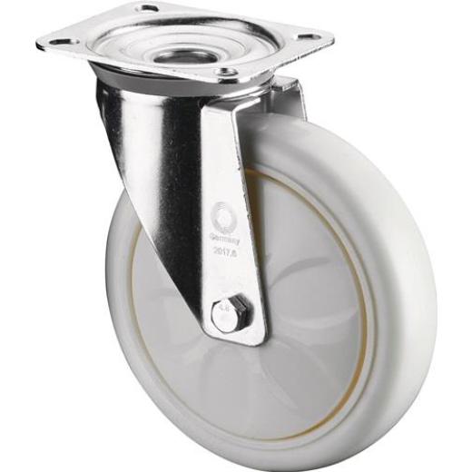 Lenkrolle D.125mm Trgf.450kg Ku.Platte L135xB110mm Farbe Rl.weiß BS ROLLEN