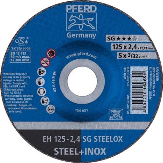 Trennscheibe SG STEELOX D125x2,4mm gekr.INOX Bohr.22,23mm PFERD | 25 Stück
