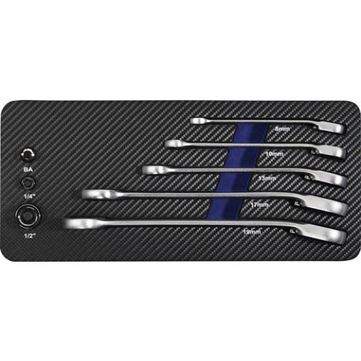 Maulringratschenschlüsselsatz 8-tlg.SW 8-19mm umschaltb.TECWERK