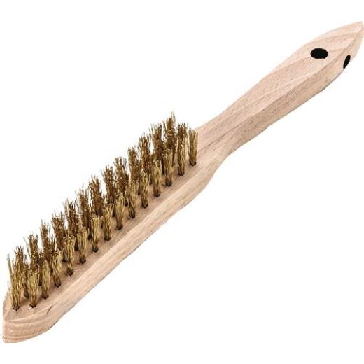 Handbürste L.290mm 0,35mm Messingdraht Besatz-L.140mm 3rhg.12 LESSMANN