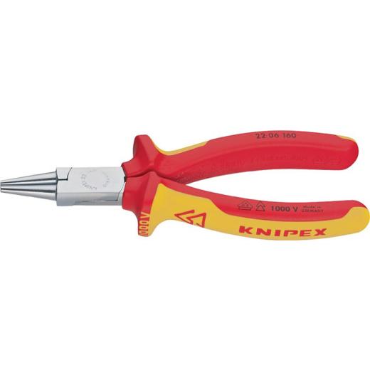Rundzange L.160mm Zange verchr.VDE Mehrkomp.-Hüllen KNIPEX