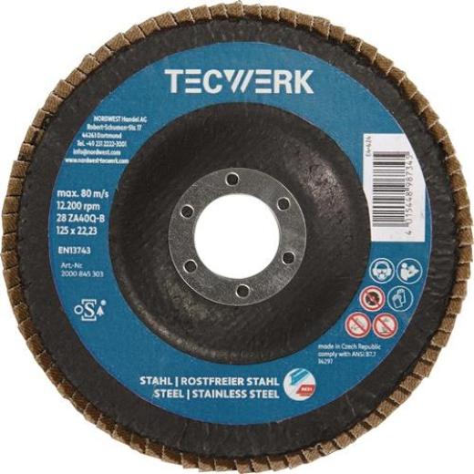 Premium-Fächerscheibe 2in1 D.125mm K.60 fl.INOX/Stahl ZK TECWERK | 10 Stück