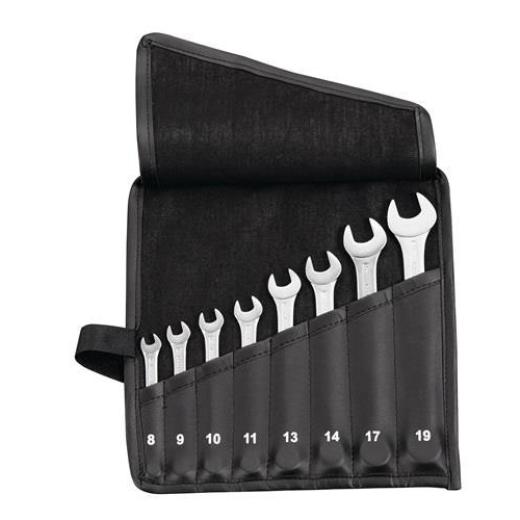 Ringmaulschlüsselsatz 8tlg.SW 8-19mm Form A CV-Stahl in Rolltasche PROMAT