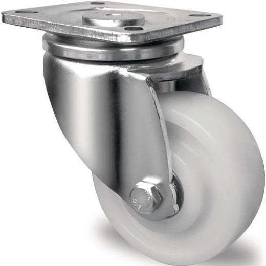 Schwerlast-Lenkrolle D.75mm Trgf.300kg Ku.Platte L100xB85mm Farbe Rl.weiß TECWERK