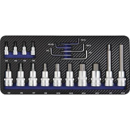 Steckschlüsselsatz 19-tlg.1/4+1/2 Zoll 1,25-17mm f.i6-KT.-Schr.TECWERK