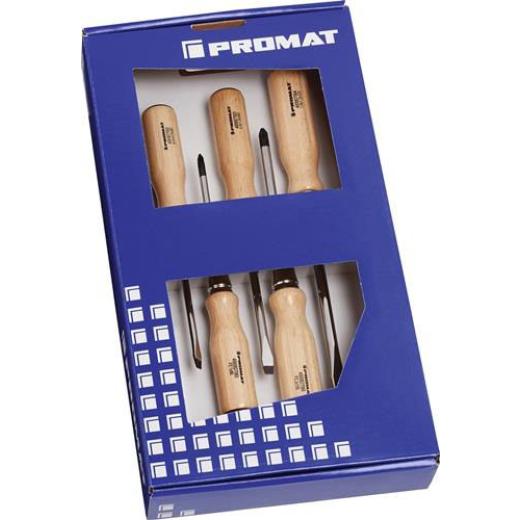 Schraubendrehersatz 5-tlg.Schlitz/PZD Holzgr.Rundkl.m.6-Kant-Ansatz TECWERK