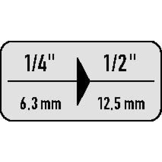 Vergrößerungsstück 410 Antr.1/4 Zoll Abtrieb 1/2 Zoll L.28mm STAHLWILLE