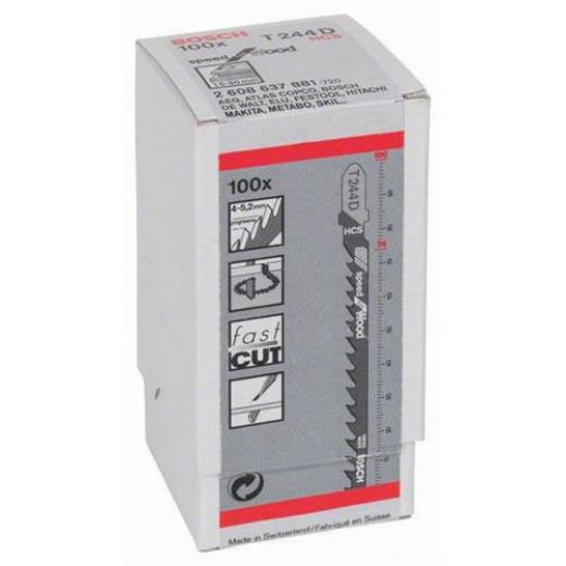 Stichsägeblatt T 244 D Gesamt-L.100mm Zahnt.4-5,2mm HCS 100 St./Karte BOSCH