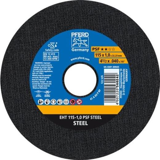 Trennscheibe PSF STEEL D115x1mm ger.STA Bohr.22,23mm PFERD | 25 Stück