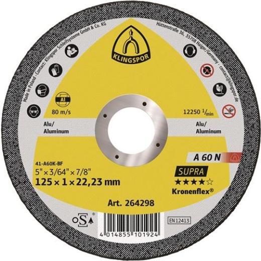 Trennscheibe A 60N Supra D115x1mm ger.Alu.Bohr.22,23mm KLINGSPOR | 25 Stück