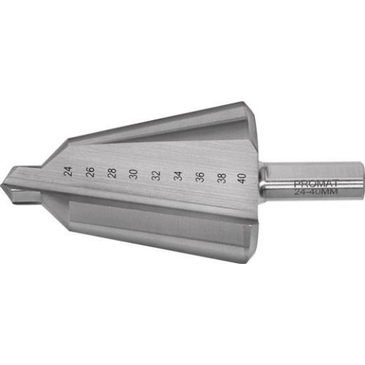 Blechschälbohrer Bohrber.24-40mm HSS Gesamt-L.89mm Z.2 TECWERK