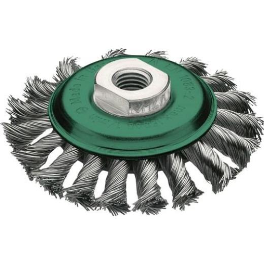 Zopfkegelbürste D.115mm Gew.Drahtstärke 0,5mm VA 12mm 15000min-¹ LESSMANN