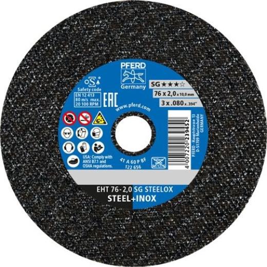 Trennscheibe STEELOX D.76mm Scheibenstärke 2mm ger.Korund Bohr.10mm PFERD | 50 Stück