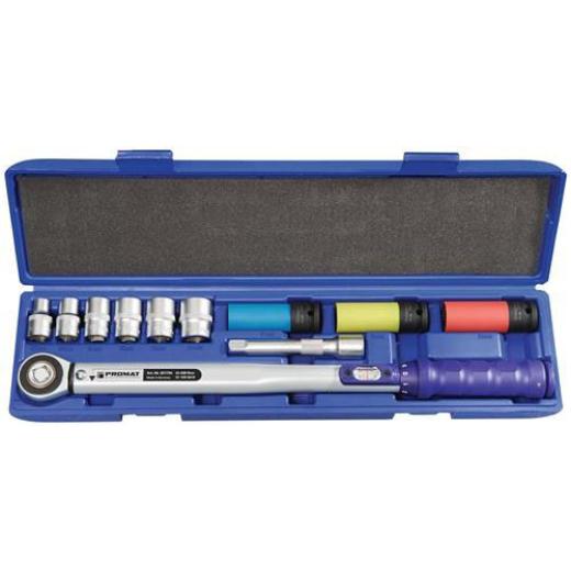 Drehmomentschlüsselset 12tlg.40-200 Nm 1/2 Zoll 9 Einsätze/Verlängerung TECWERK