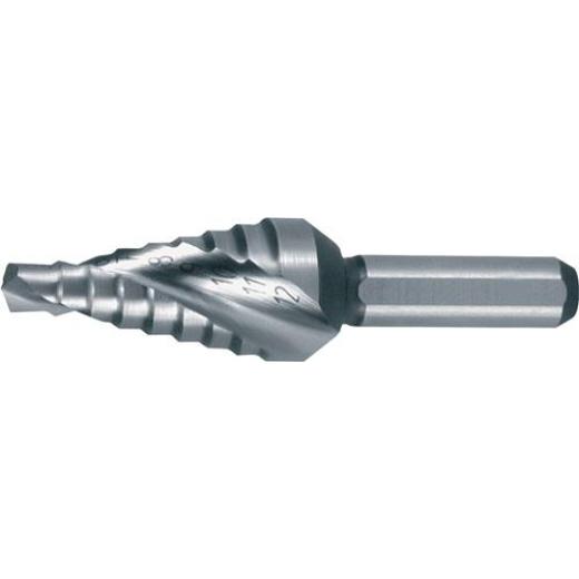 Stufenbohrer Bohrber.4-12mm HSS Spiralnut Gesamt-L.48mm Z.2 Stufen 9 RUKO