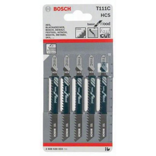 Stichsägeblatt T 111 C Gesamt-L.100mm Zahnt.3mm HCS 5 St./Karte BOSCH