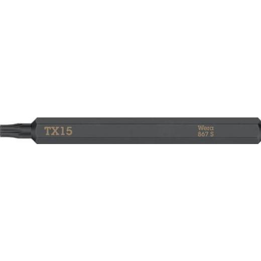 Bit 867 S TORX 15x70 mm | 1/4 Zoll TORX 15x70 mm | Länge 70 mm | WERA | 5 Stück