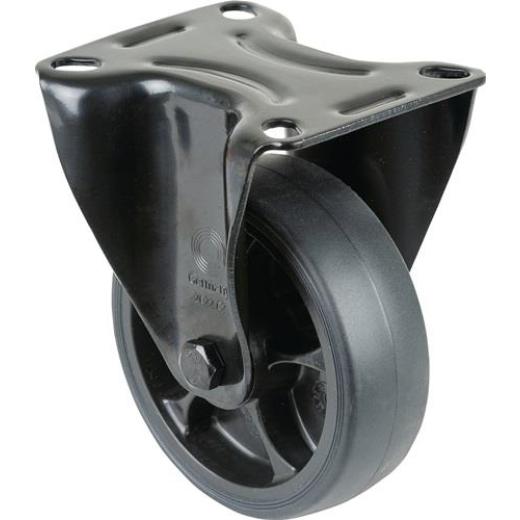 Bockrolle D.100mm Trgf.110kg Gum.Platte L104xB80mm Farbe Rl.schwarz BS ROLLEN