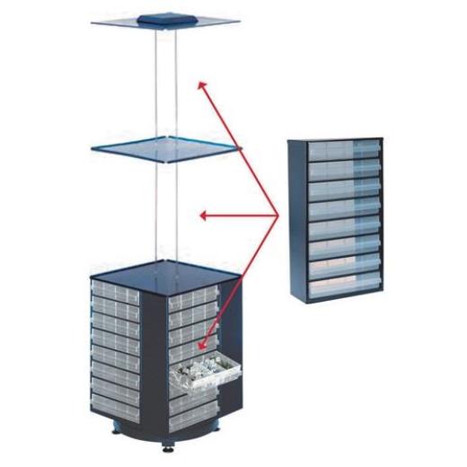 Drehturm B680xT680xH1600mm f.Stahlmagazine Ser.900 (leer) blau RAACO