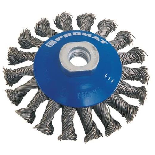 Kegelbürste D.100mm Drahtstärke 0,35mm VA 13mm 12500min-¹ TECWERK