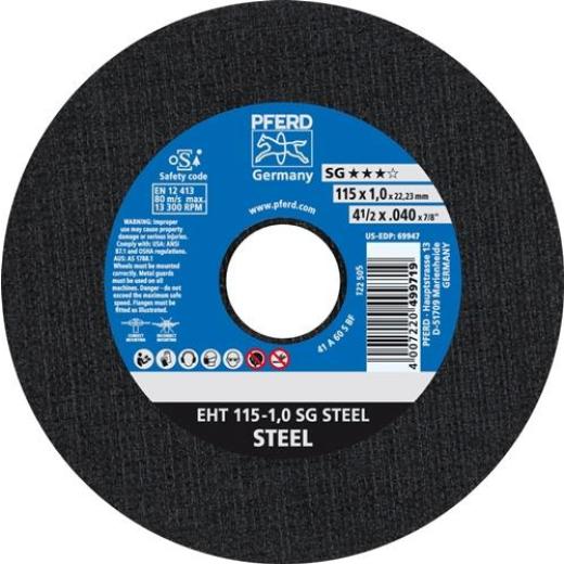 Trennscheibe SG STEEL D115x1mm ger.STA Bohr.22,23mm PFERD | 25 Stück