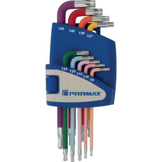 Winkelschraubendrehersatz 9-tlg.T9-T45 farbcodiert Ku.-Halter TECWERK