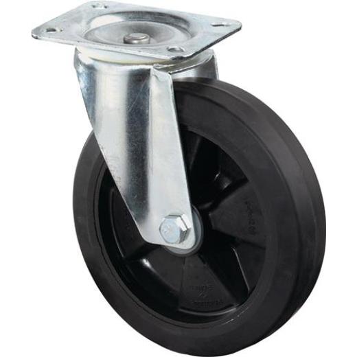 Lenkrolle D.200mm Trgf.300kg Elastikgummi Platte L135xB110mm BS ROLLEN