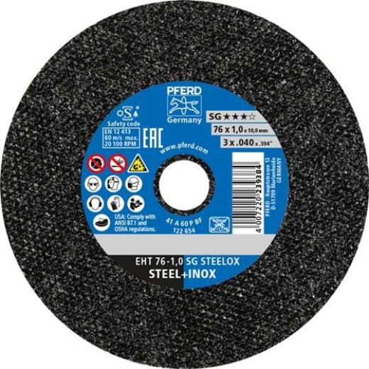 Trennscheibe STEELOX D.76mm Scheibenstärke 1mm ger.Korund Bohr.10mm PFERD | 50 Stück