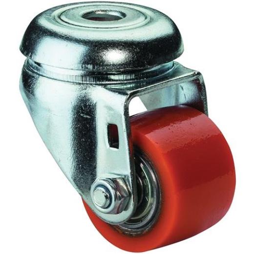 Lenkrolle D.35mm Trgf.100kg m.Rückenloch 11mm PU BS ROLLEN