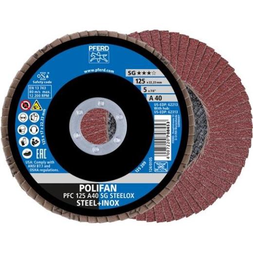 Fächerscheibe POLIFAN A SG STEELOX D.125mm K.40 kon.INOX NK PFERD | 10 Stück