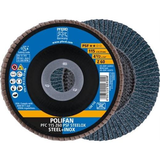 Fächerscheibe POLIFAN Z PSF STEELOX D.115mm K.60 kon.STA/INOX ZK PFERD | 10 Stück