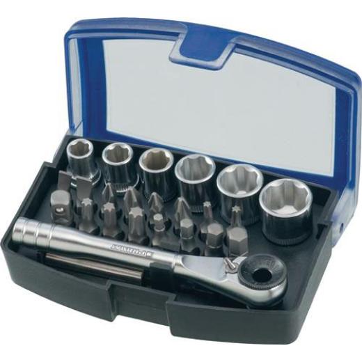 Bit-/Steckschlüsselset 24-tlg.Schlitz/PH/PZD/T/Knarre/6 Nüsse TECWERK