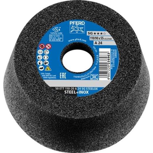 Schleiftopf ETT SG STEELOX 110/55mm INOX u.STA 24 Bohr.22,23mm PFERD