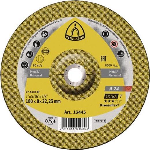 Schruppscheibe A 24 Extra D180xS8mm gekr.STA Bohr.22,23mm KLINGSPOR | 10 Stück