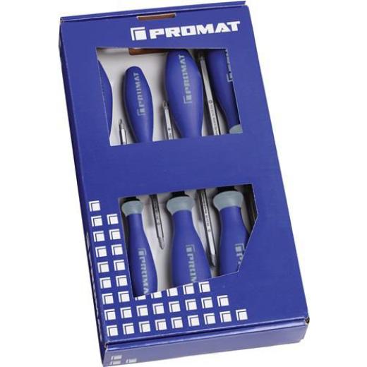 Schraubendrehersatz 7-tlg.Schlitz/PH/PZD 3K-Griff 6-Kant-Klinge/Ans.TECWERK