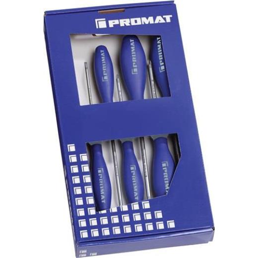 Schraubendrehersatz 6-tlg.Schlitz/PZD 3K-Griff Rundkl.TECWERK