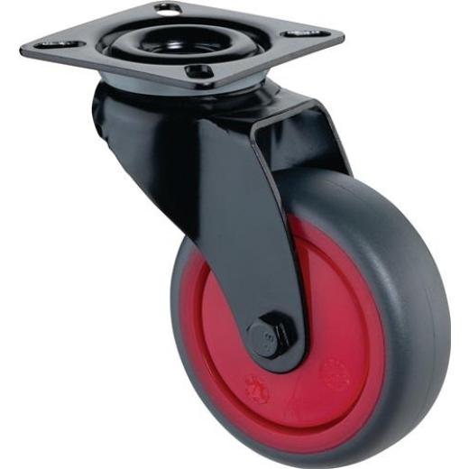 Lenkrolle D.50mm Trgf.50kg m.Platte Kugell.Gum.grau BS ROLLEN