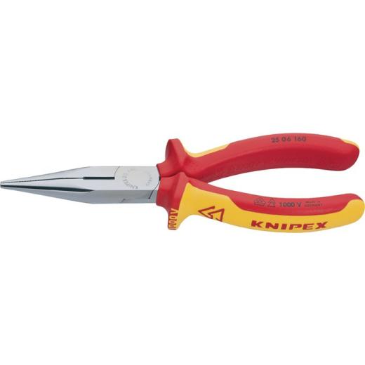 Flachrundzange DIN ISO 5745 L.160mm flach/rund ger.Mehrkomp.-Hülle VDE KNIPEX