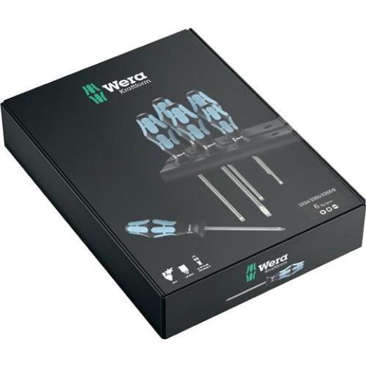 Edelstahlschraubendrehersatz 334/6 6-tlg.Schlitz/PH Rundkl.2K-Griff WERA