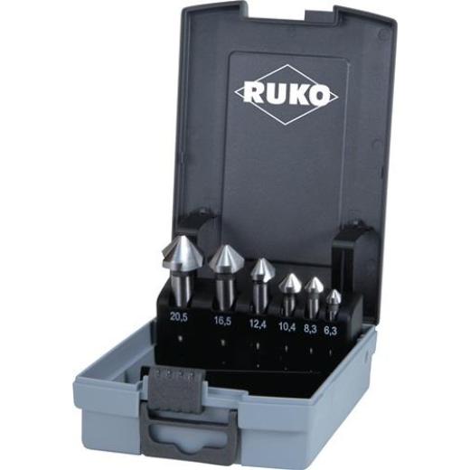 Kegelsenkersatz DIN 335C 90Grad 6,3-20,5mm HSS-Co 5 6-tlg.Ku.-Kass.RUKO
