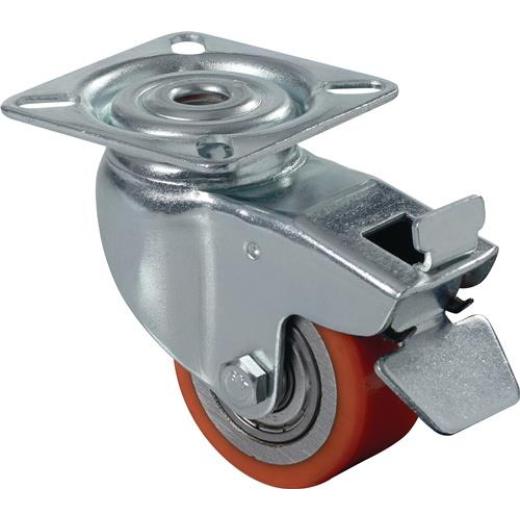 Lenkrolle m.Festst.D.50mm Trgf.120kg m.Platte kompakt PU BS ROLLEN