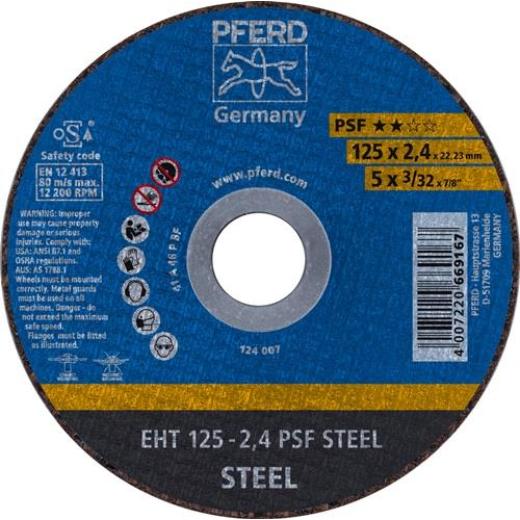 Trennscheibe PSF STEEL D125x2,4mm ger.STA Bohr.22,23mm PFERD | 25 Stück