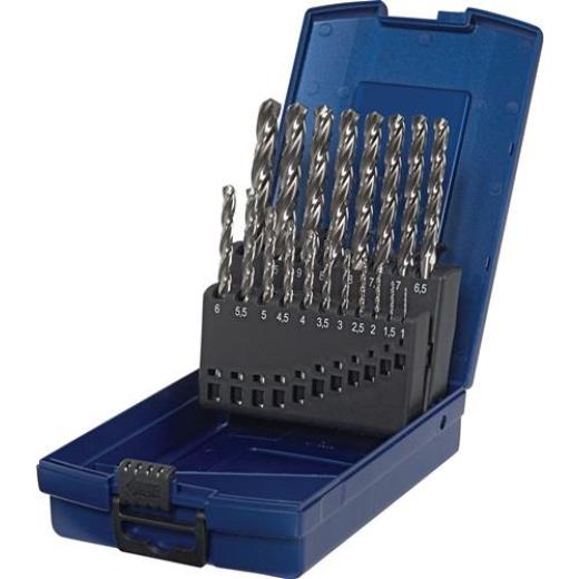 Spiralbohrersatz DIN 338 TypN Z3 D.1-10x0,5mm HSS-Co5 19-tlg.Ku.-Kass.TECWERK