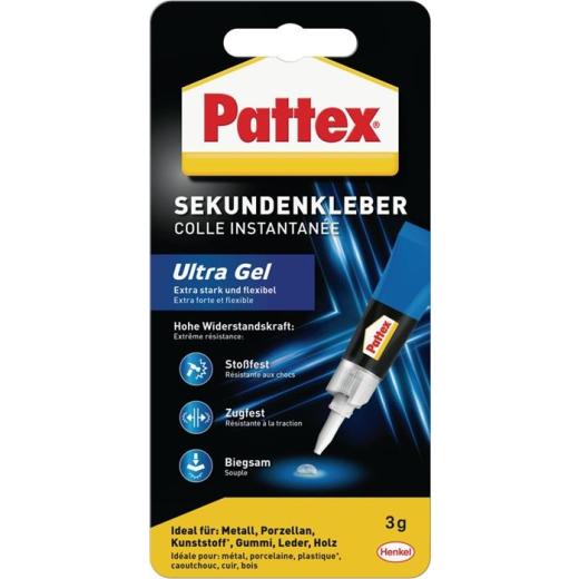 Sekundenkleber Ultra Gel 3g farblos Tube PATTEX | 12 Stück