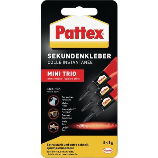 Sekundenkleber Classic MINI-TRIO 3x1g transp.Tube PATTEX | 12 Stück