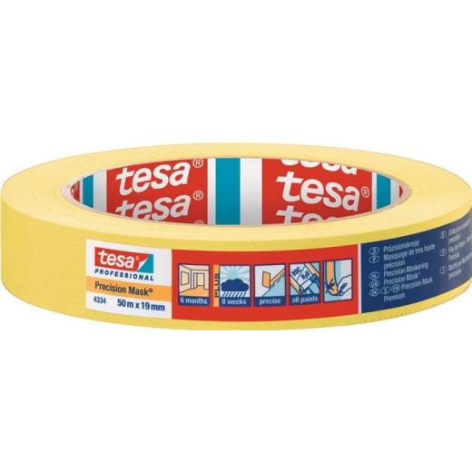 Präzisionskrepp 4334 glatt gelb L.50m B.19mm Rl.TESA | 8 Stück