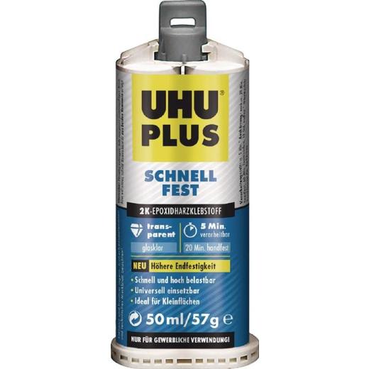 2K-Epoxidharzklebstoff PLUS SCHNELLFEST 57g farblos Doppelkart.UHU | 6 Stück